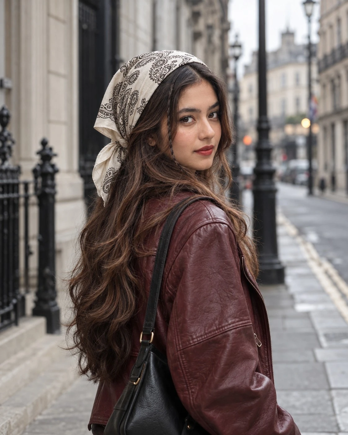 Burgundy Leather Jacket Street Style