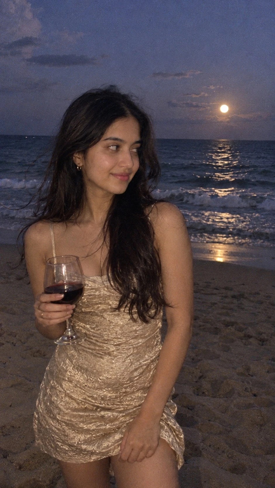 Golden Dress Under the Moonlight